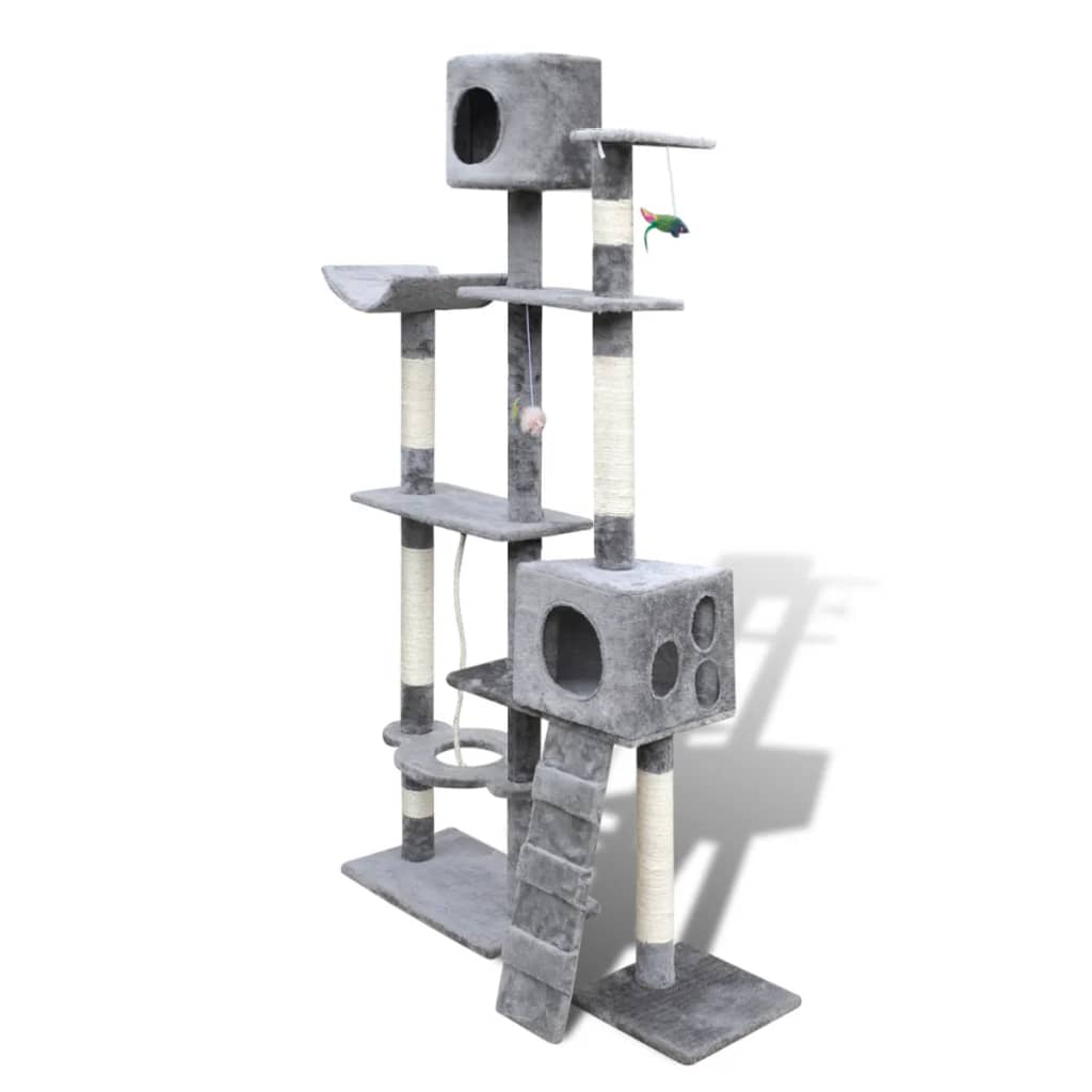 Cat Tree Cat Scratching Post 175 cm 2 Condos Grey