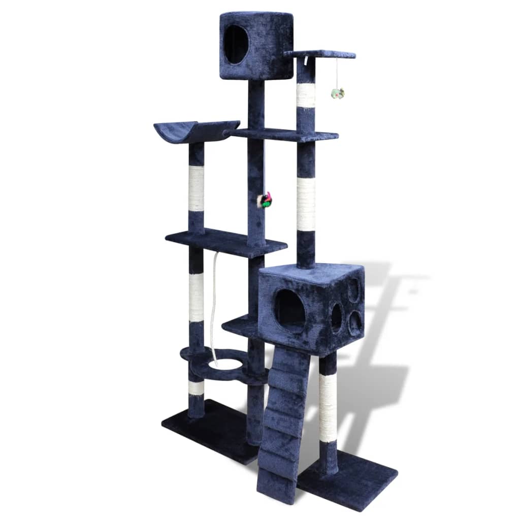 

vidaXL Kattenkrabpaal Tommie 175 cm 2 huisjes (donkerblauw)