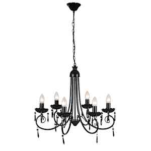 Elegantni Kristalni Viseči Lestenec Črne barve 6 Žarnic