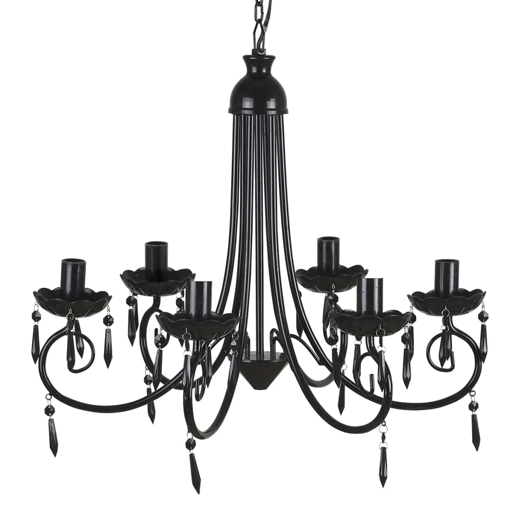 Lampa De Tavan Candelabru Elegant Negru 6 Fasunguri Pentru Becuri