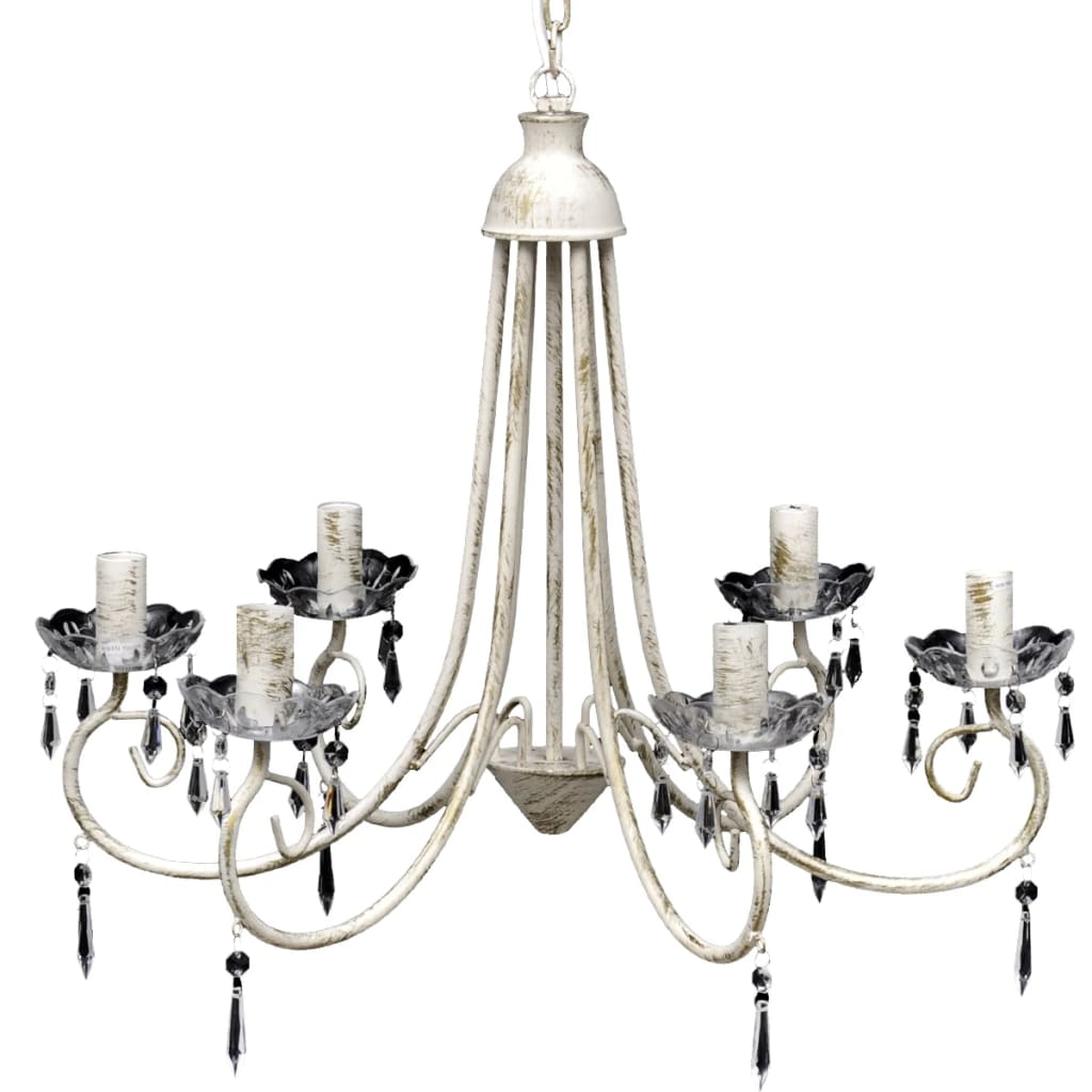 240690 Pendant Ceiling Lamp Elegant Chandelier White 6 Bulb Sockets