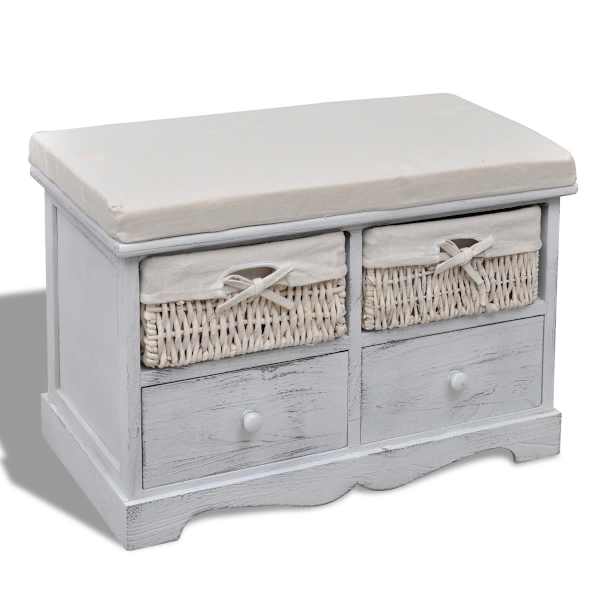 vidaXL hoiupink, valge, 62 x 33 x 42 cm, Paulownia puit