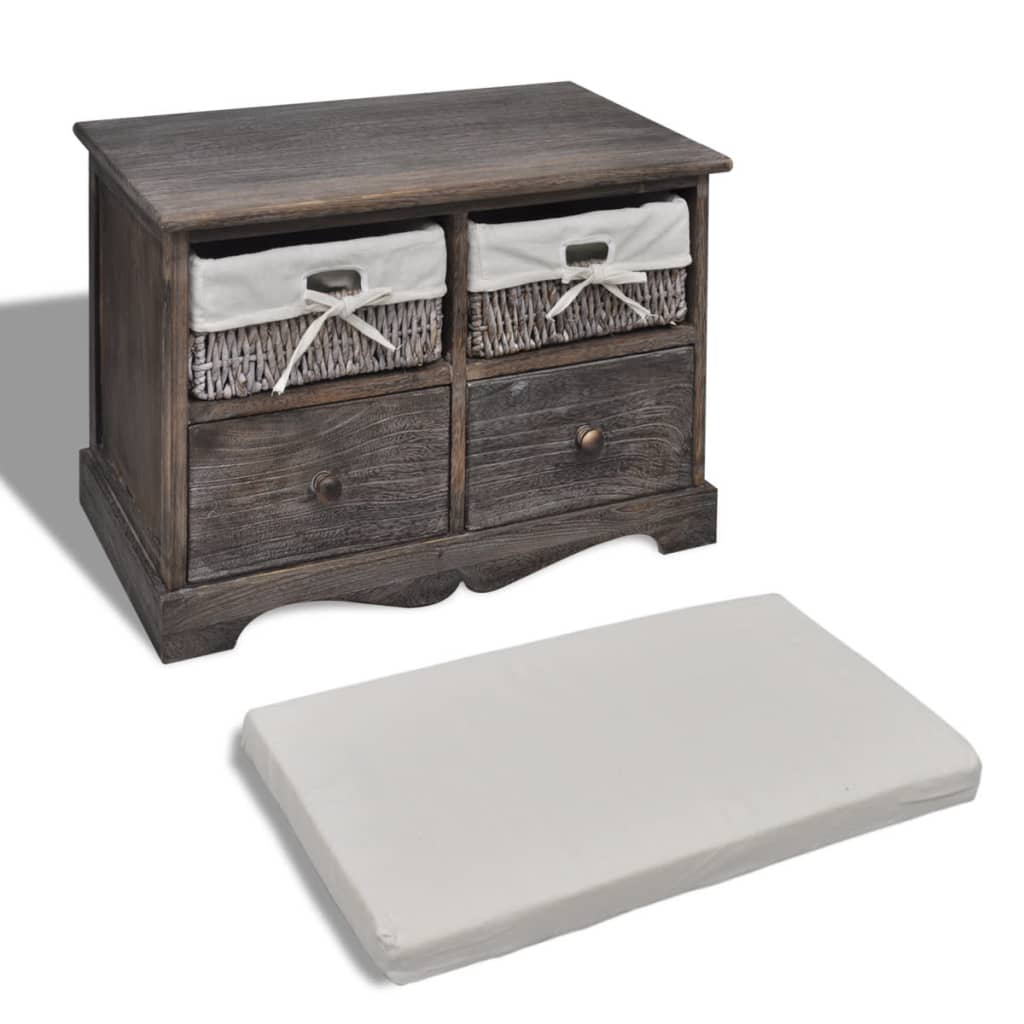 Thumbnail - vidaXL Sitzbank mit Stauraum Braun 62×33×42 cm Paulownia Holz