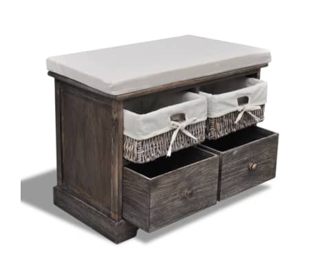 vidaXL Paulownia Holz Sitzbank mit Stauraum Braun Kommode Schrank