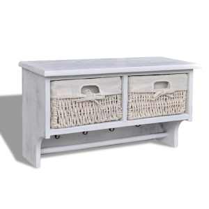 vidaXL seinariiul, valge, 60 x 23,5 x 33 cm, Paulownia puit