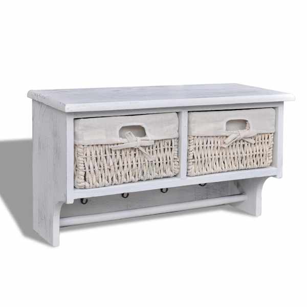 vidaXL seinariiul, valge, 60 x 23,5 x 33 cm, Paulownia puit