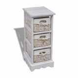 White Wooden Storage Rack 3 Weaving Baskets