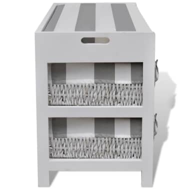 White Storage Entryway Bench With Cushion Top 4 Basket Vidaxl