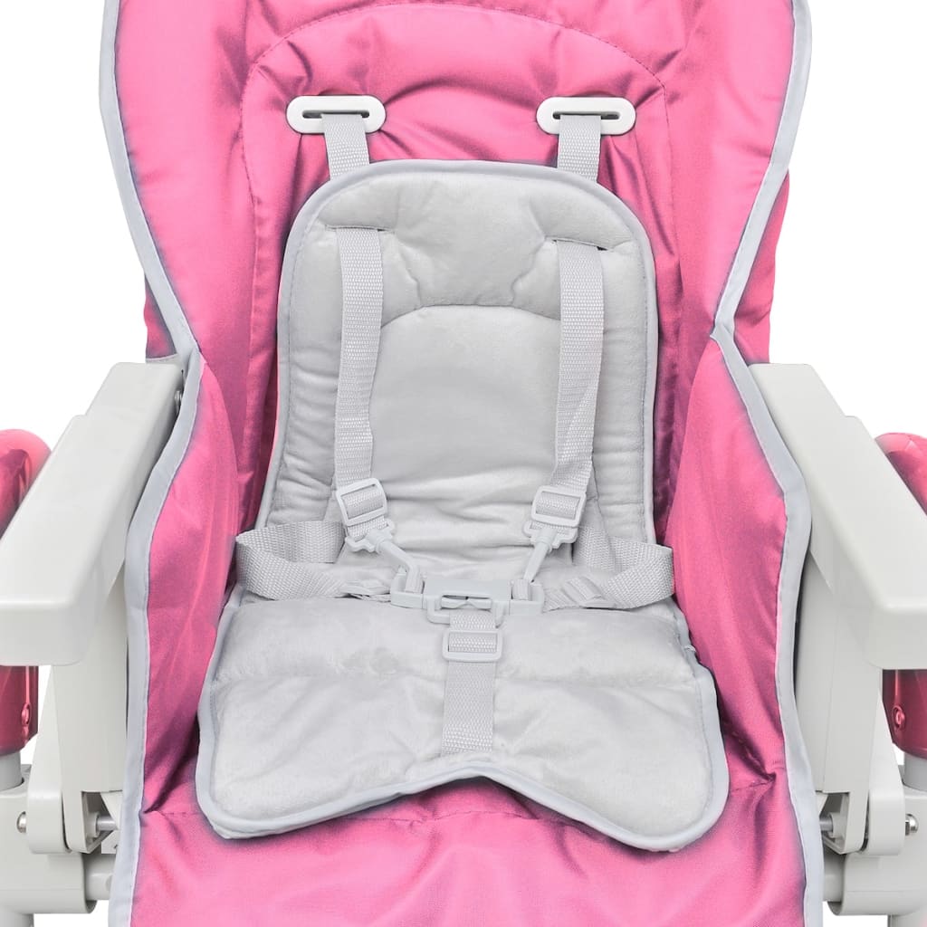 Rózsaszín állítható magasságú deluxe baba etetőszék 