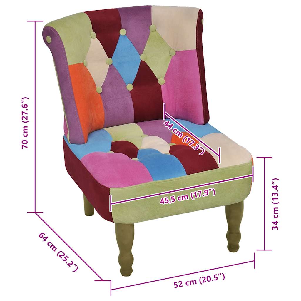 Chaise En Style Français Avec Design De Patchwork Tissu VidaXL 16 width=274