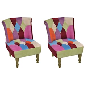 vidaXL Chaises en style fran&ccedil;ais lot de 2 avec design patchwork tissu