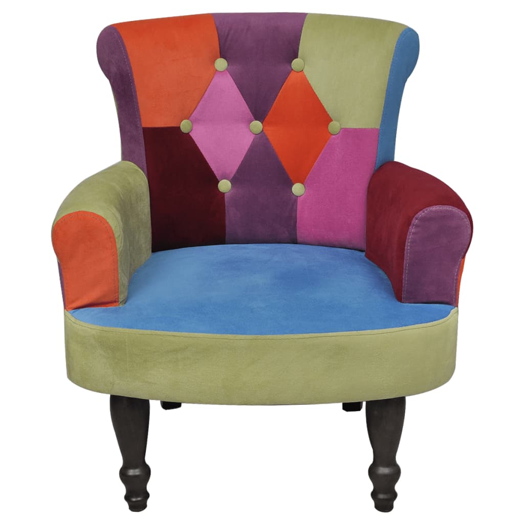 vidaXL fransk stol med patchworkdesign stof