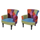 vidaXL French Chair 2 pcs with Patchwork Design Fabric