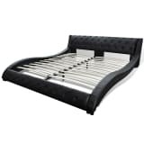 Wave Bed Frame PU Artificial Leather 200 x 180 cm Black