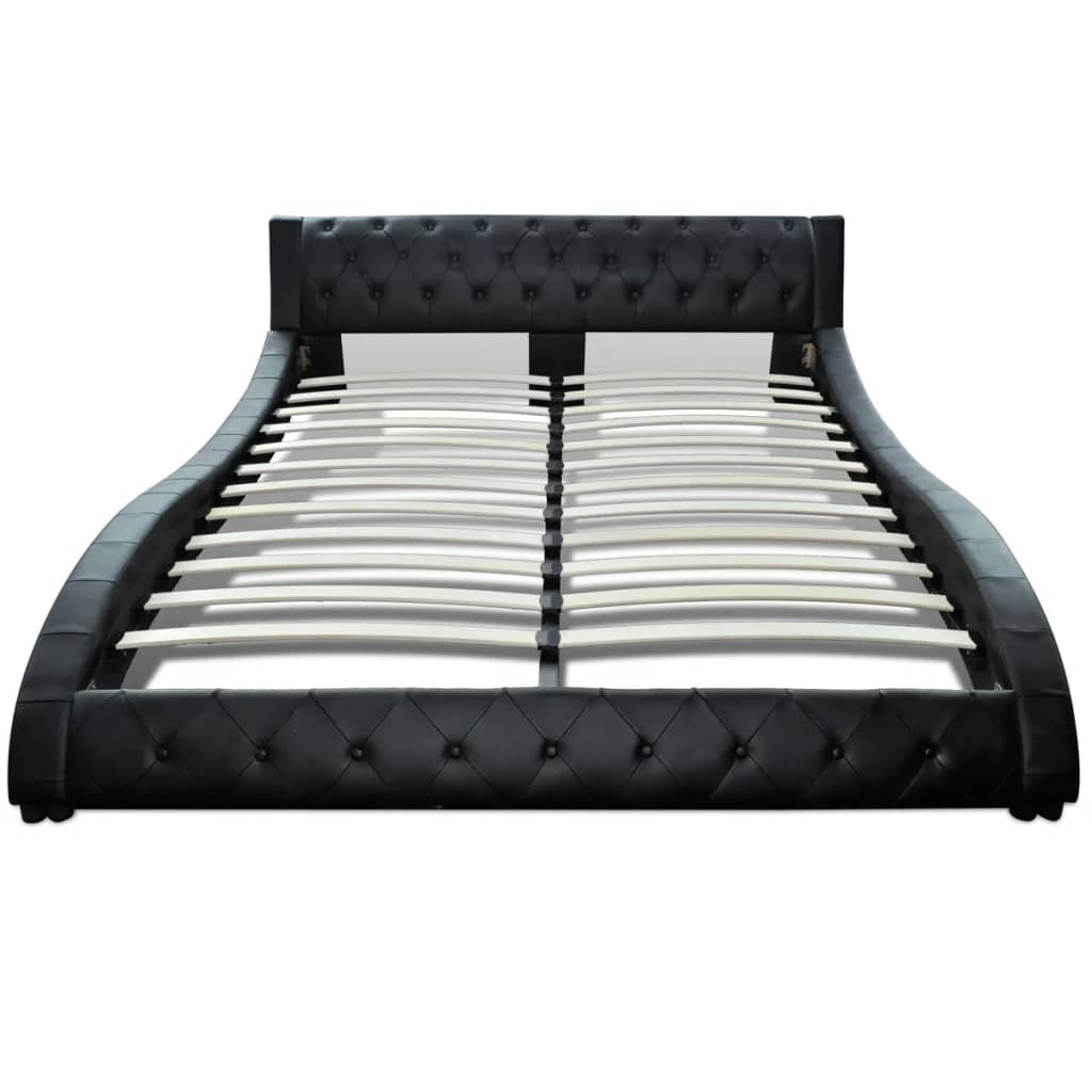 vidaXL Estructura de cama cuero sintético negro 180x200 cm