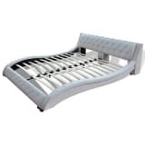Wave Bed Frame PU Artificial Leather 200 x 180 cm White
