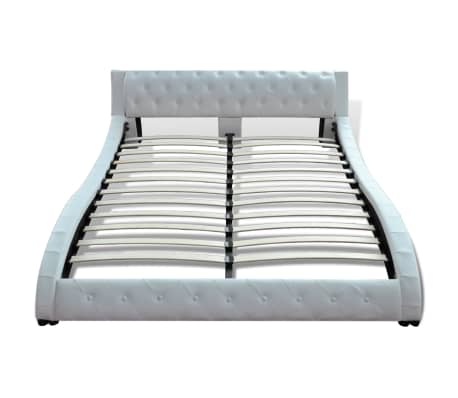Skórzana rama łóżka (180 x 200 cm), biała, fala