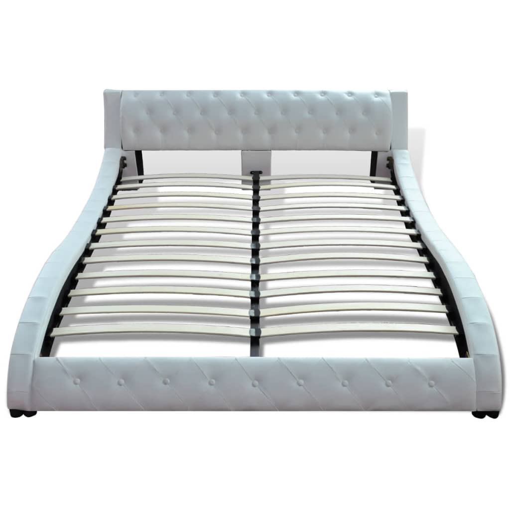 vidaXL Estructura de cama de cuero sintético blanco 140x200 cm