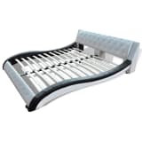 Wave Bed Frame PU Artificial Leather 200 x 180 cm Black and White