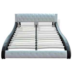 vidaXL Lovos rėmas, baltos spalvos, 180x200cm, dirbtinė oda