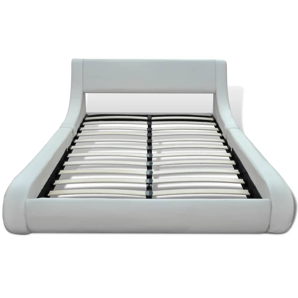 Krevetni okvir od eko-kože s dizajnom vala 200 x 140 Bijeli