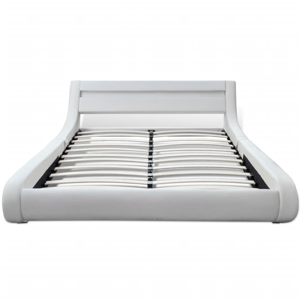 vidaXL Rama łóżka LED, biała, sztuczna skóra, 180 x 200 cm