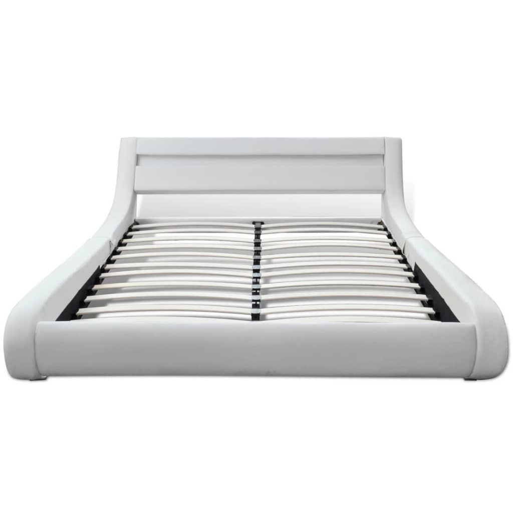 vidaXL sengestel med LED hvid kunstlæder 140 x 200 cm