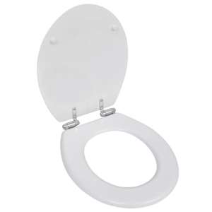WC sedátko s funkcí pomalého sklápění MDF prostý design bílé - obrázek 1