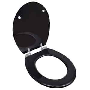 WC sedátko s funkcí pomalého sklápění MDF prostý design černé - obrázek 1