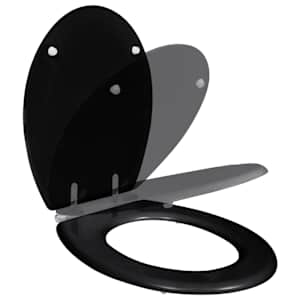 WC sedátko s funkcí pomalého sklápění MDF prostý design černé - obrázek 2