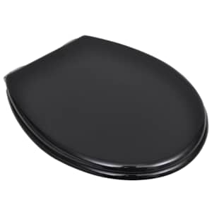 WC sedátko s funkcí pomalého sklápění MDF prostý design černé - obrázek 3