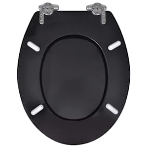 WC sedátko s funkcí pomalého sklápění MDF prostý design černé - obrázek 5