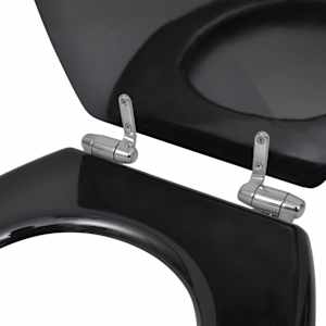 WC sedátko s funkcí pomalého sklápění MDF prostý design černé - obrázek 6