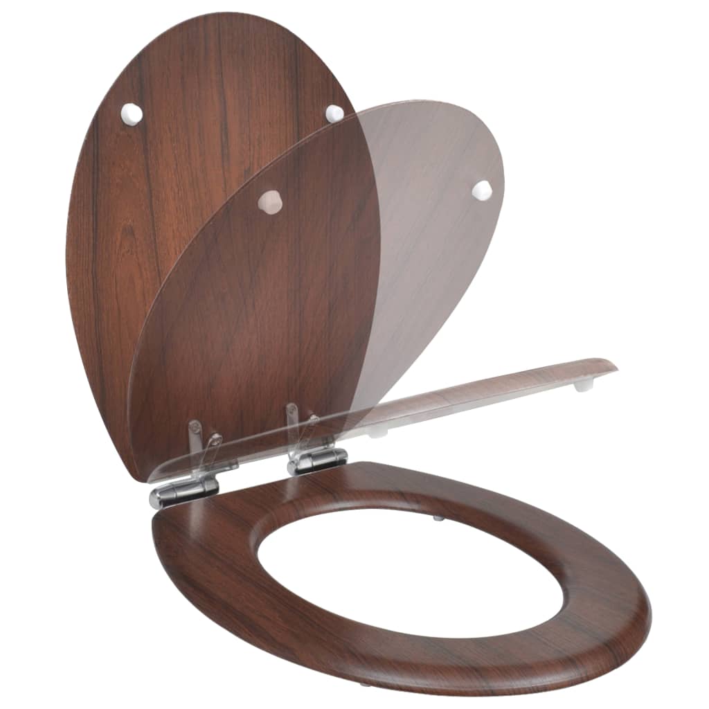 Thumbnail - vidaXL Toilettensitz MDF Deckel mit Absenkautomatik Design Braun