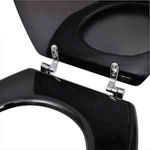 WC sedátko MDF s víkem jednoduchý design černé - obrázek 6