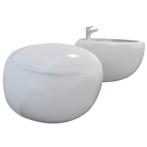 Seinalekinnituv WC pott + bidee keraamiline valge