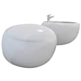 vidaXL Wandtoilet en bidet set wit