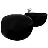 vidaXL Wall Hung Toilet & Bidet Set Black Ceramic