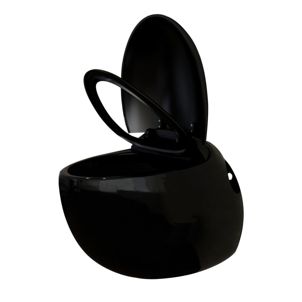 

vidaXL Wandtoilet en bidet set zwart