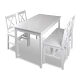 Wooden Table with 4 Wooden Chairs Furniture Set White