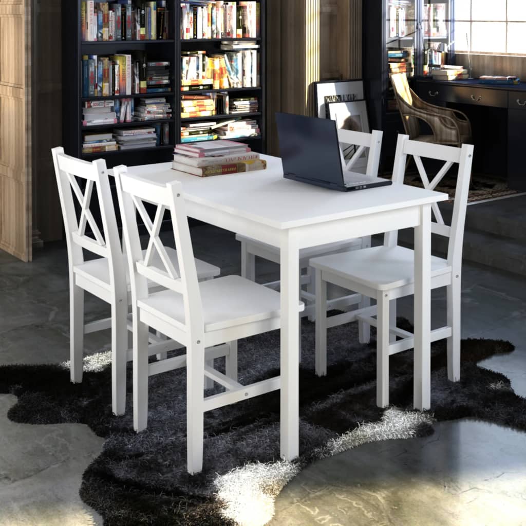 vidaXL Set mobilier de bucătărie, 5 piese, alb vidaXL imagine noua 2022