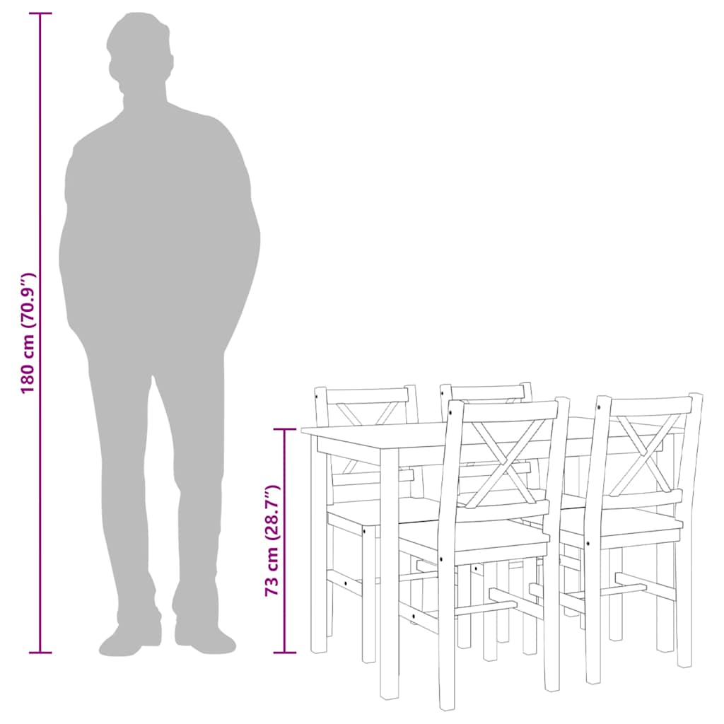 Jedilna garnitura 5-delna rjava in bela - slika 13