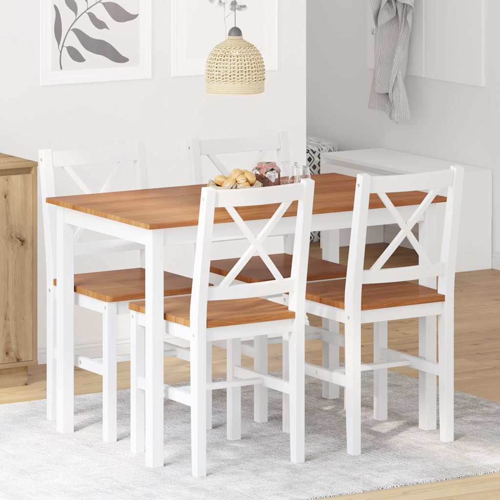 vidaXL Set mobilier de bucătărie, 5 piese, maro și alb