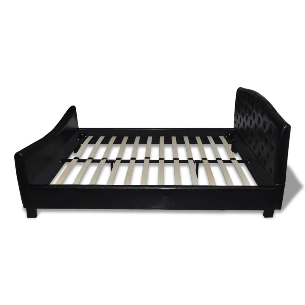vidaXL gultas rāmis, melna mākslīgā āda, 140x200 cm