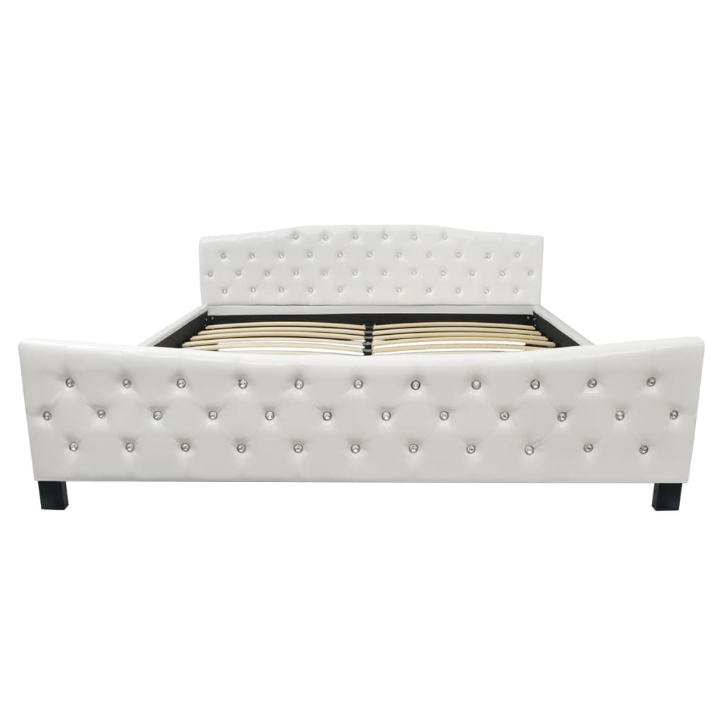 vidaXL Estrutura de cama em couro artificial 180x200 cm branco