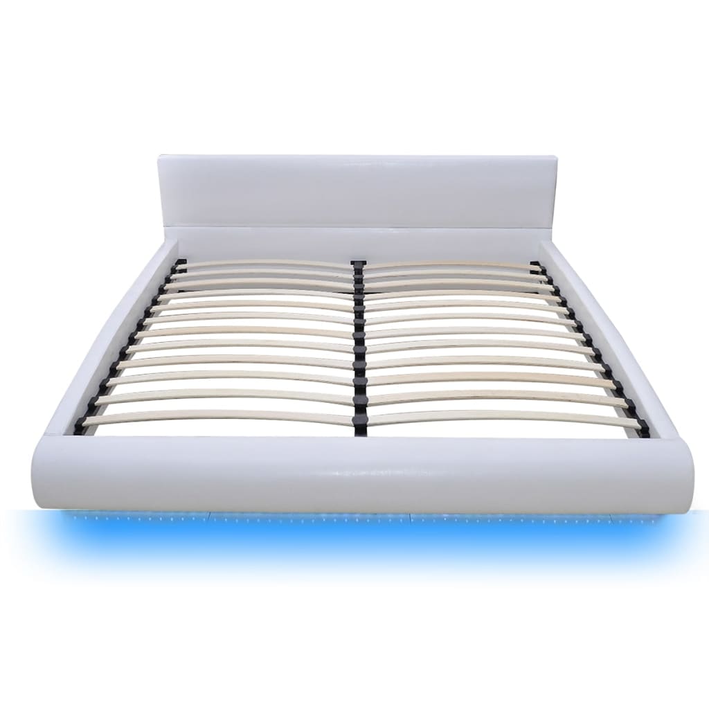 

vidaXL Bedframe met LED kunstleer wit 140x200 cm