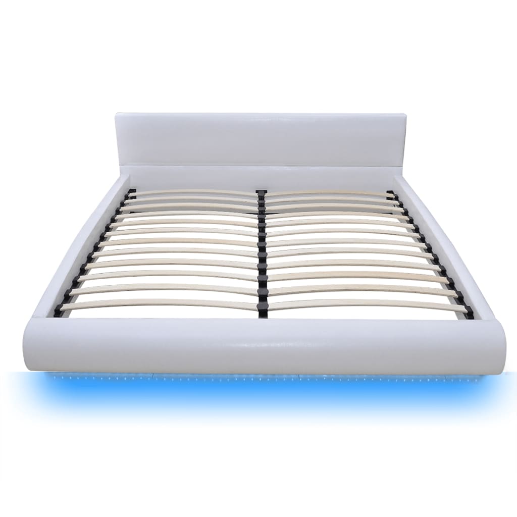 

vidaXL Bedframe met LED kunstleer wit 180x200 cm