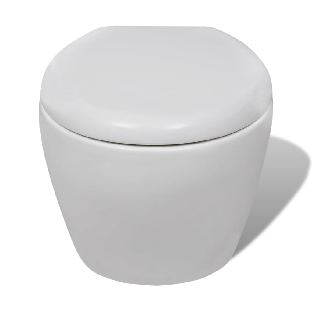 Wall Hung Toilet White Oval Soft Close Mechanism