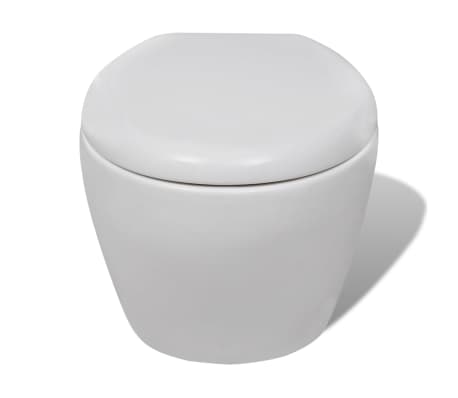 Závěsné bílé oválné WC s funkcí soft close