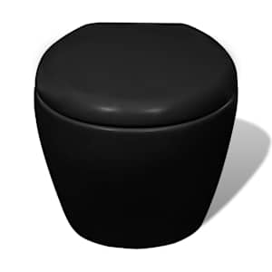 Stenska/Viseča WC &Scaron;koljka Črna Ovalna z Mehanizmom Počasnega Zapiranja